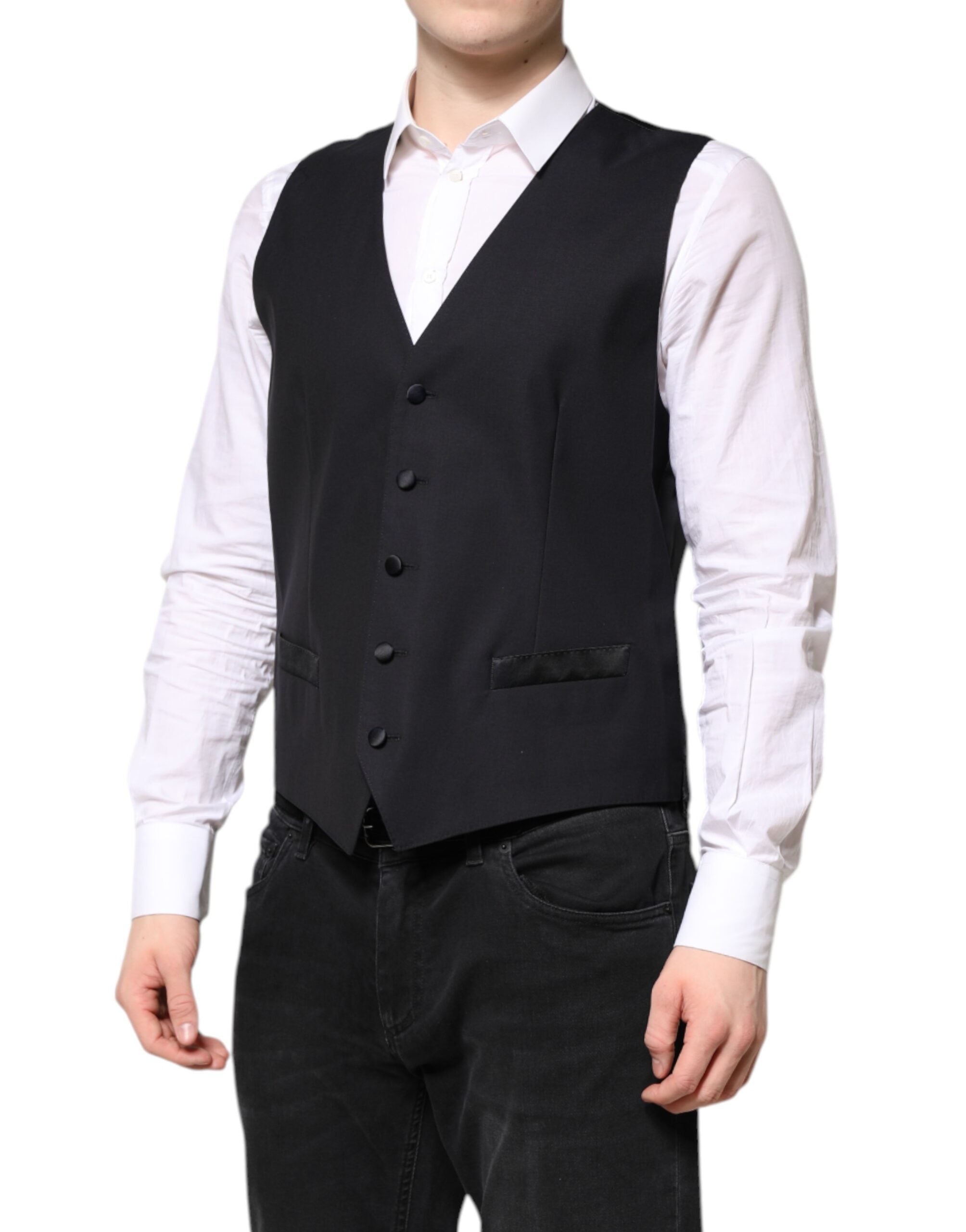 Costume en laine bleu foncé Dolce & Gabbana MARTINI 2 pièces, veste élégante et ajustée pour homme.