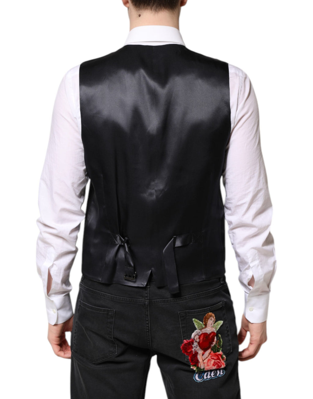 Costume en laine bleu foncé Dolce & Gabbana Martini 2 pièces avec veste et pantalon, élégant et sophistiqué.