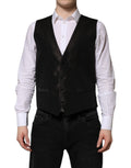 Gilet formel pour homme Dolce & Gabbana, marron foncé, en tissu élégant, parfait pour occasions habillées.