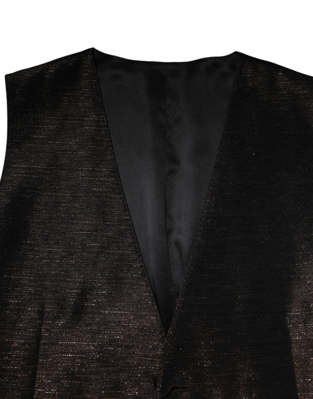Gilet formel pour homme Dolce & Gabbana, marron foncé, ajusté, avec col en V et boutons devant, idéal pour occasions élégantes