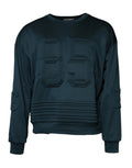 Pull-over Dolce & Gabbana vert foncé avec logo embossé, en maille douce et tendance, porté sur un mannequin.