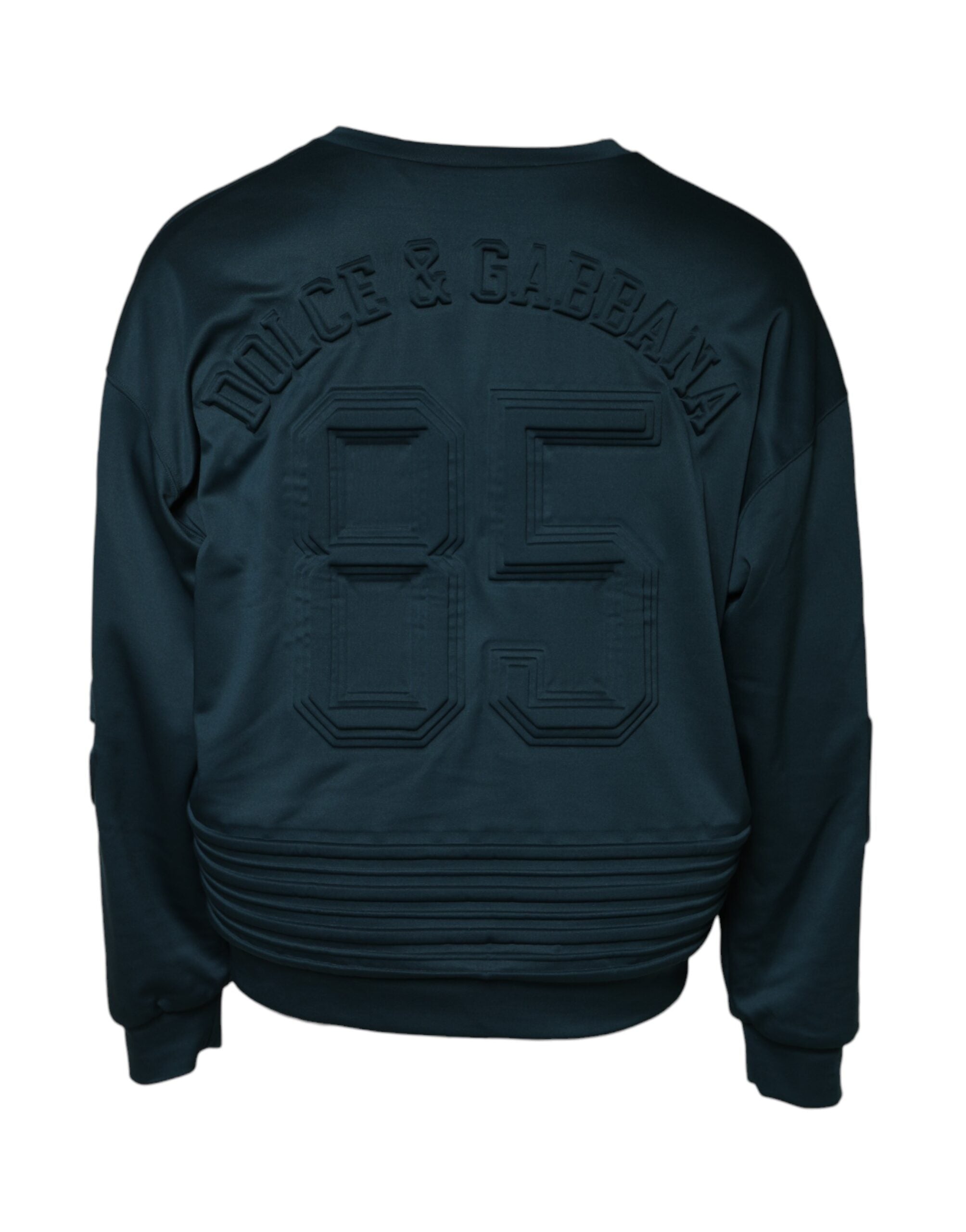 Pull à capuche Dolce & Gabbana vert foncé avec logo embossé, en tissu doux et confortable, vue de face.