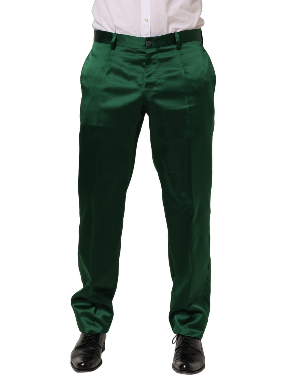 Pantalon habillé pour femme Dolce & Gabbana, vert foncé, coupe tapered, à jambes ajustées, style élégant et moderne.