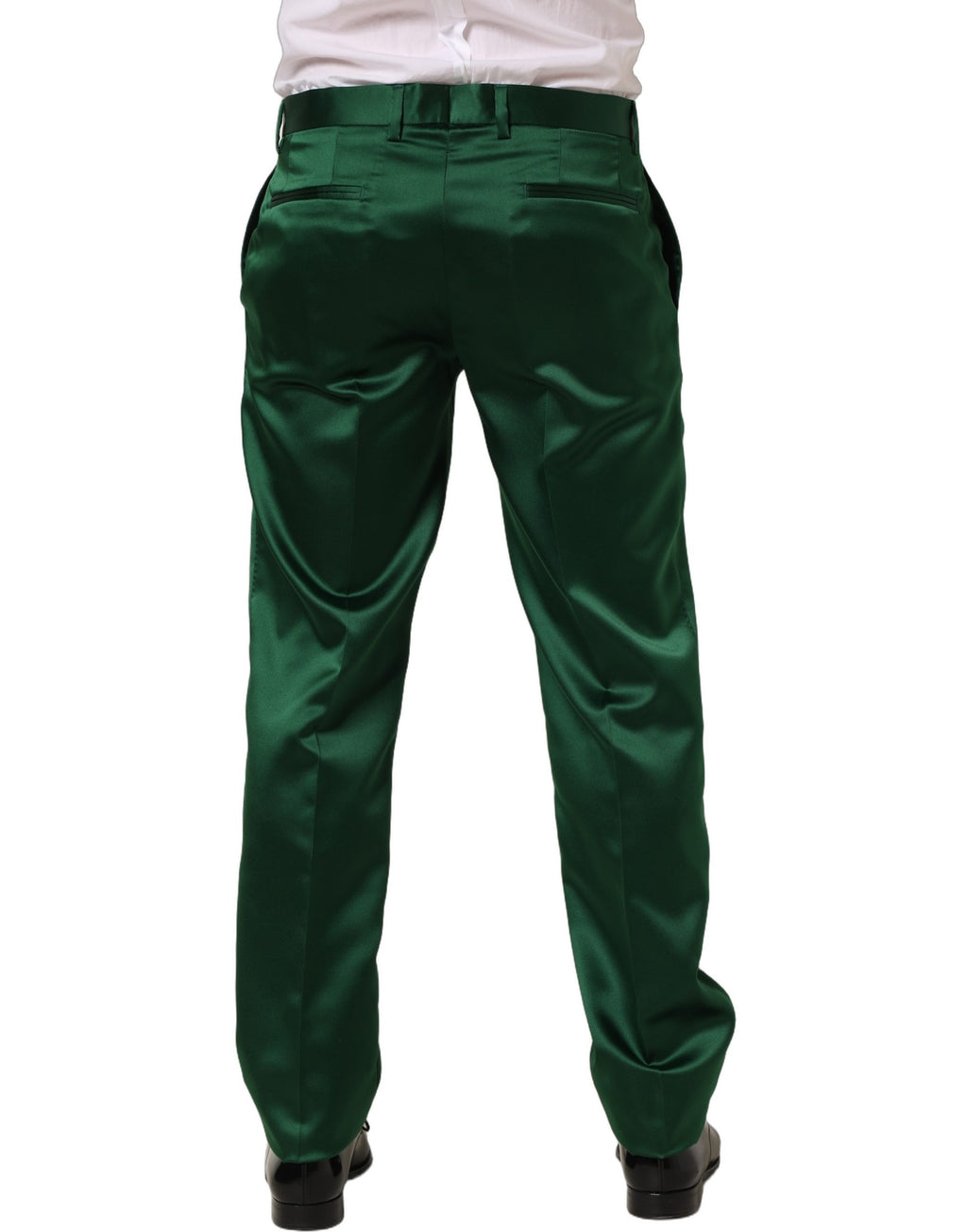 Pantalon habillé vert foncé Dolce & Gabbana à jambe tapered, style élégant pour femme, tissu élégant et coupe ajustée.