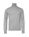 Pull à col roulé gris Dolce & Gabbana à manches longues, en laine douce et ajustée, pour un look élégant et confortable.