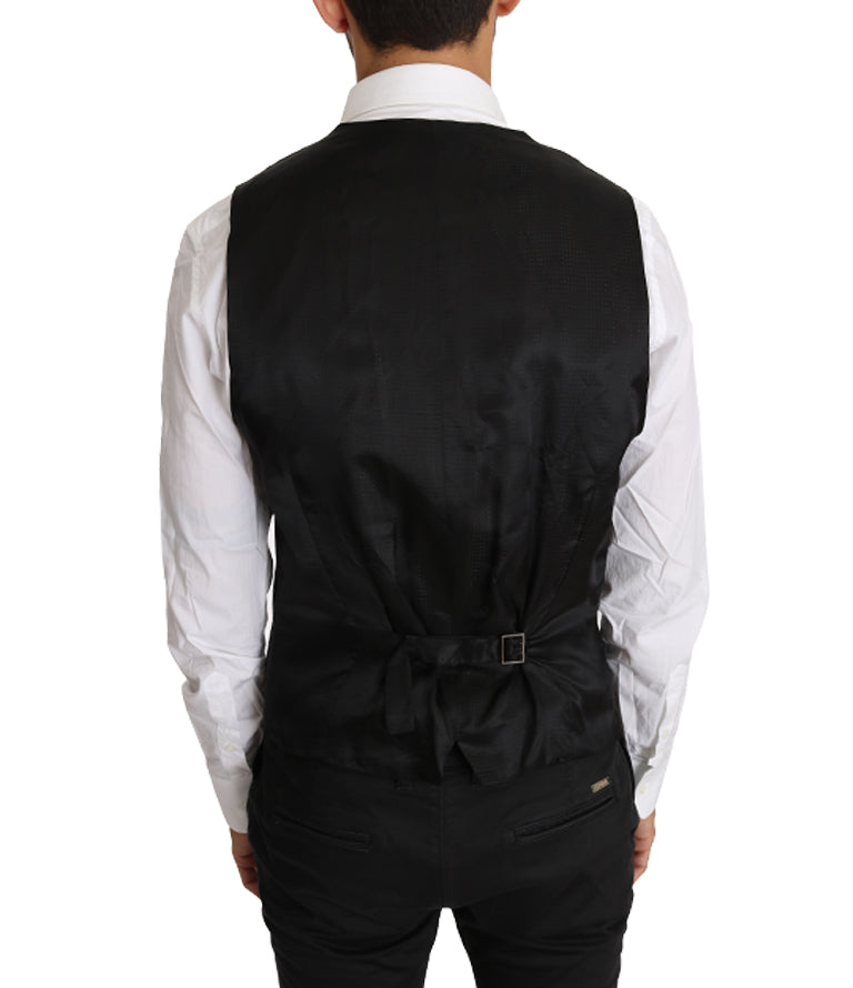 Gilet gris en laine 100 % de Dolce & Gabbana, veste sans manches élégante pour homme.
