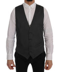 Gilet gris Dolce & Gabbana STAFF en coton et rayonne, avec détails élégants et coupe moderne.