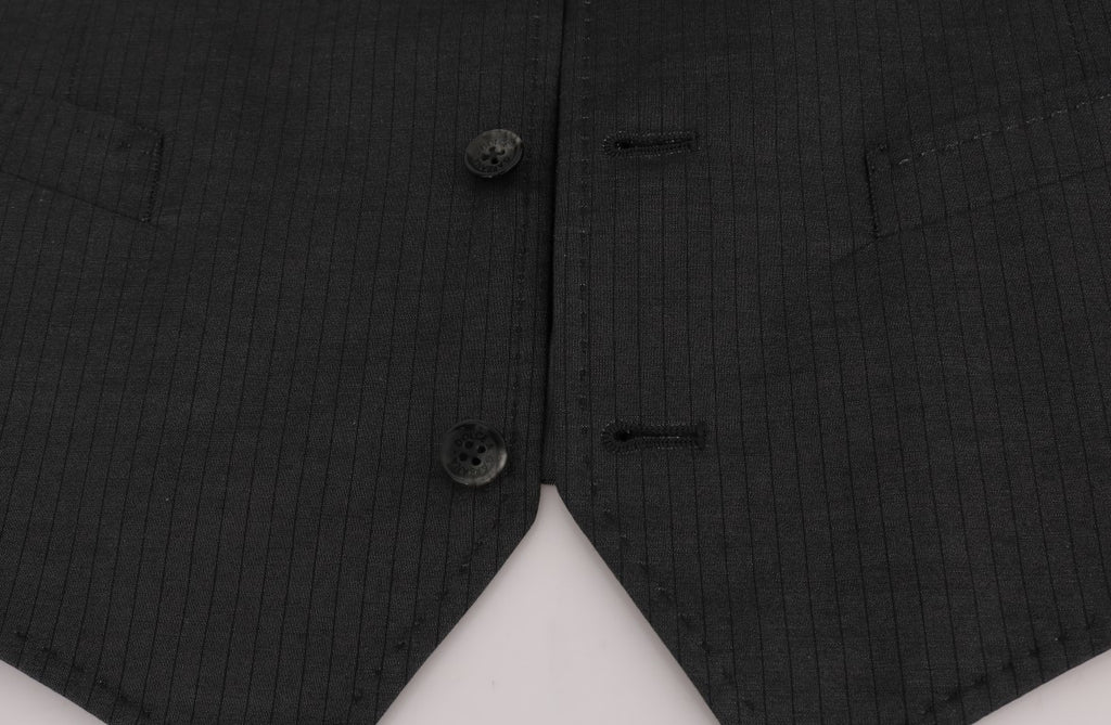Gilet gris Dolce & Gabbana STAFF en coton et rayonne, vue de face avec détails de style élégant.