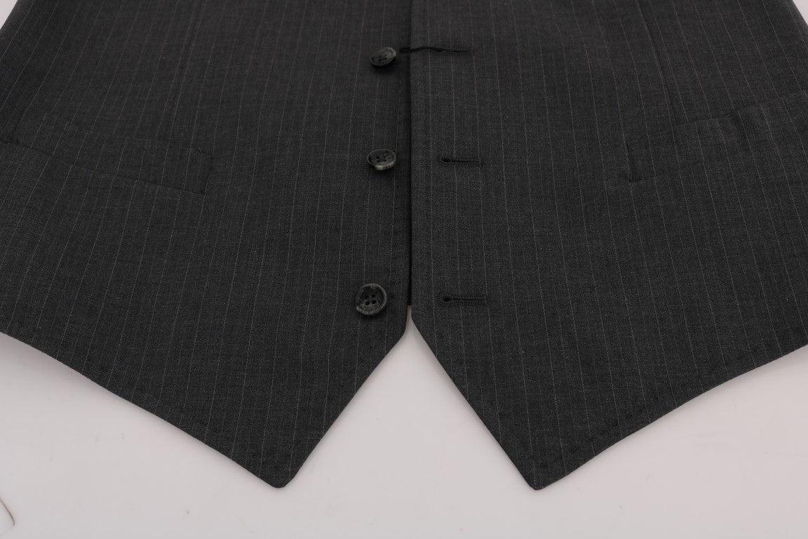 Gilet à rayures gris en coton Dolce & Gabbana STAFF, veste décontractée pour homme, détails en tissu doux.