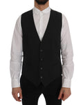 Gilet gris à rayures en coton Dolce & Gabbana STAFF, design élégant et décontracté pour homme.