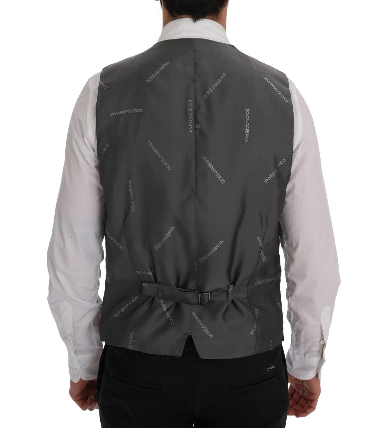 Gilet à rayures gris en coton Dolce & Gabbana STAFF, mode élégante et confortable pour homme.