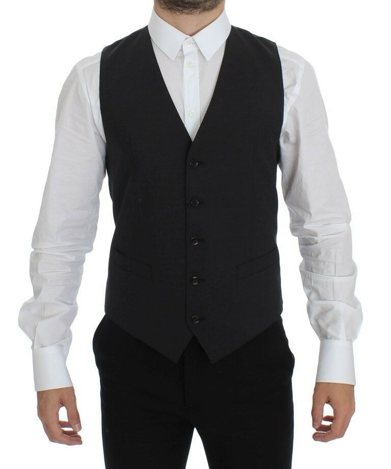 Veste blazer en laine grise Dolce & Gabbana, coupe ajustée et chic, pour un style élégant et sophistiqué.