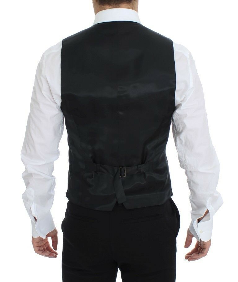 Veste blazer en laine gris stretch de Dolce & Gabbana, élégant et ajusté, pour un style sophistiqué.