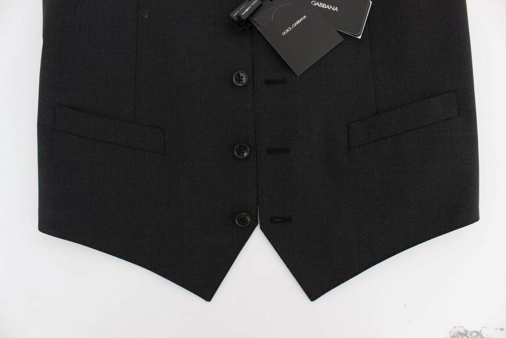 Veste blazer en laine gris stretch Dolce & Gabbana, style élégant et ajusté, vue de face sur un fond neutre.