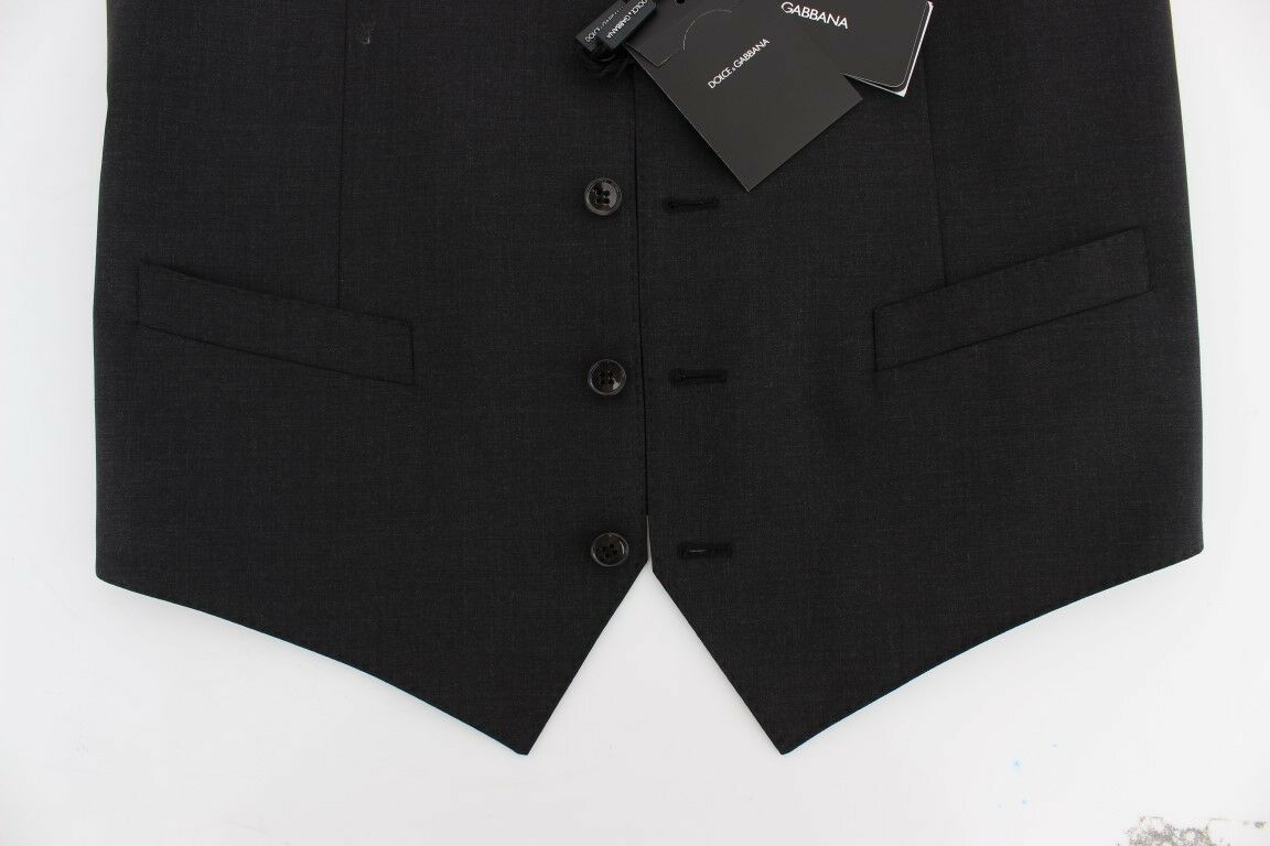 Veste blazer en laine gris stretch Dolce & Gabbana, style élégant et ajusté, vue de face sur un fond neutre.