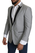 Veste blazer Dolce & Gabbana Light Gray à un seul bouton, coupe Sartoria, en tissu léger et élégant.