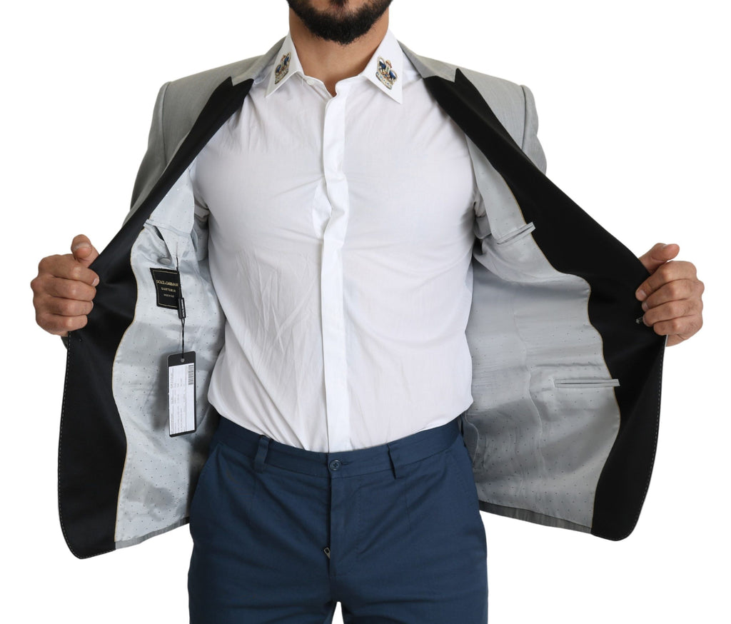 Blazer homme Dolce & Gabbana Light Gray, single-breasted SARTORIA, élégant pour occasion formelle ou décontractée.