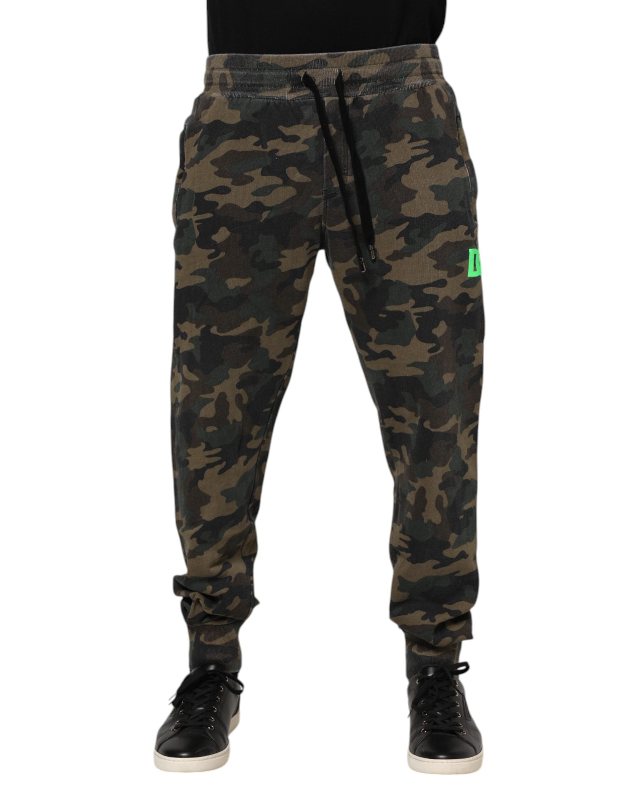 Pantalons jogger pour homme Dolce & Gabbana en coton camouflage multicolore, décontractés et modernes.