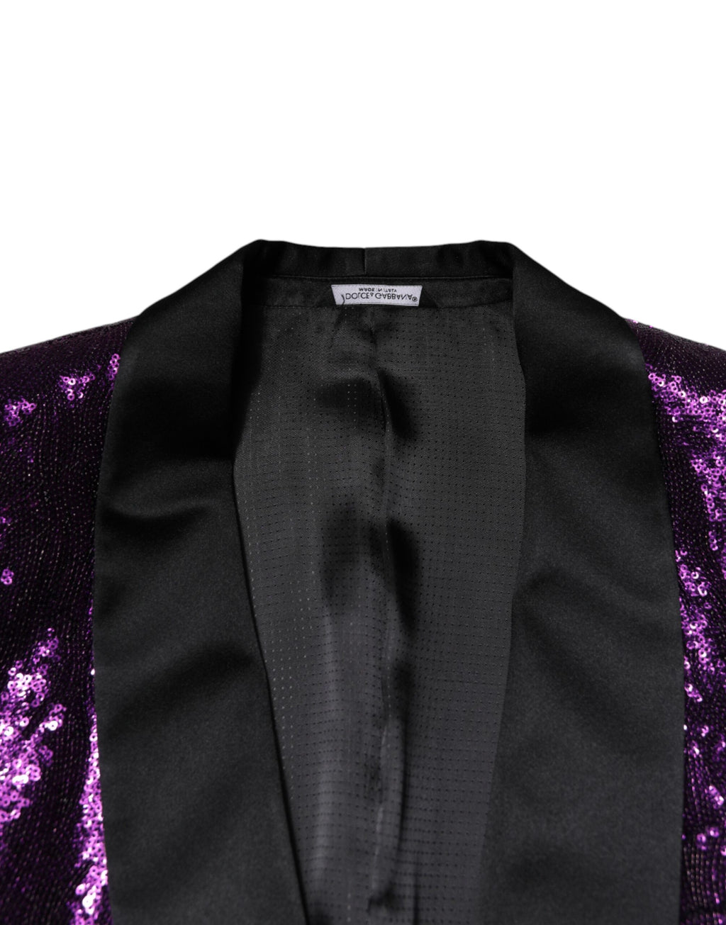 Manteau Dolce & Gabbana SICILIA violet orné de sequins, veste élégante avec embellissements scintillants.