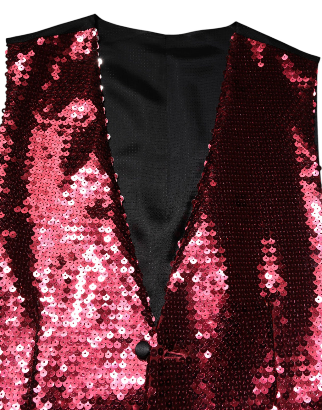 Gilet formel pour homme Dolce & Gabbana rouge à sequins, veste de costume élégante avec détails brillants.