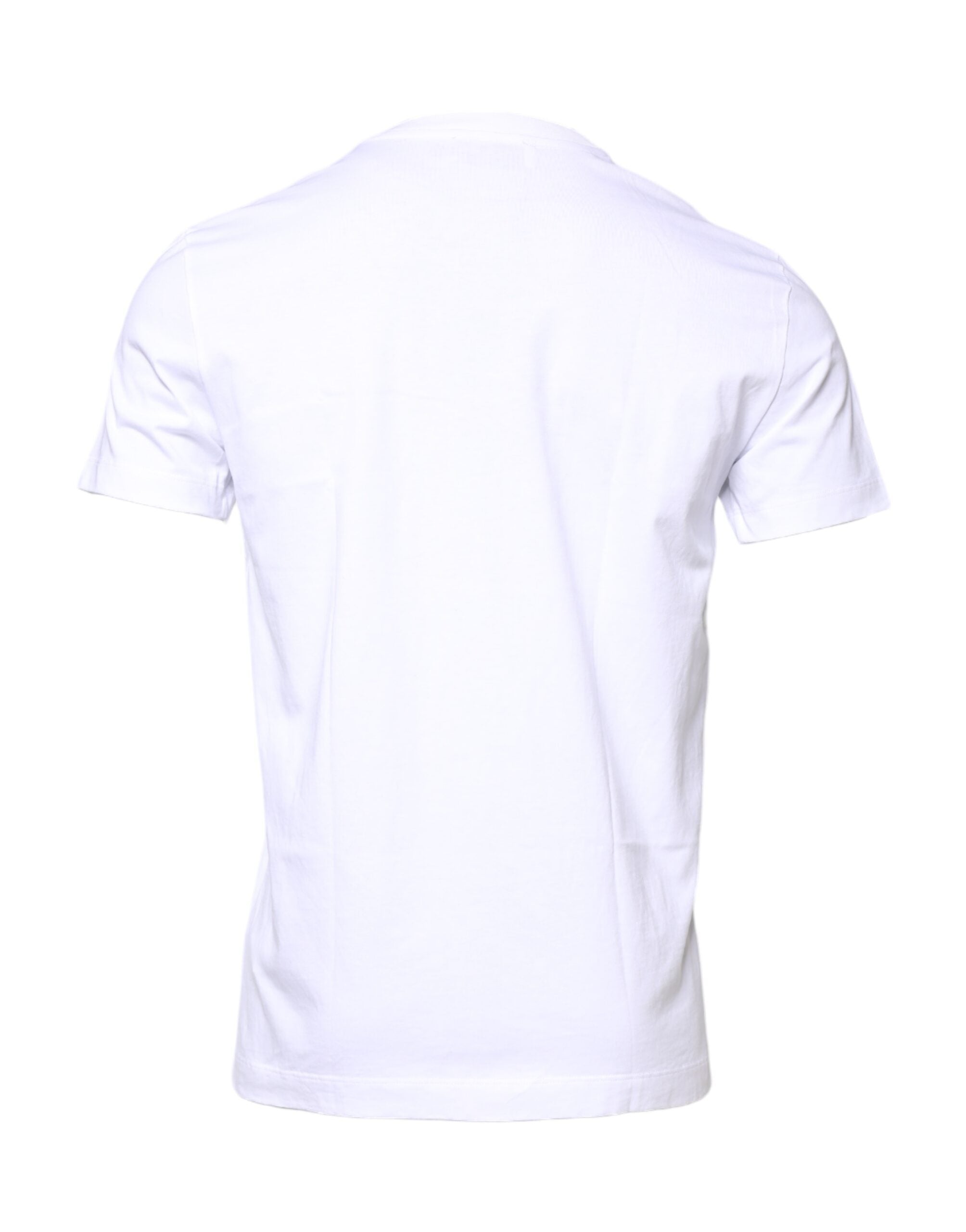 T-shirt blanc en coton Dolce & Gabbana avec broderie DG, col rond, vue de face.