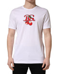T-shirt blanc Dolce & Gabbana DG Cherries en coton avec col rond, motif cerises visible sur le devant.