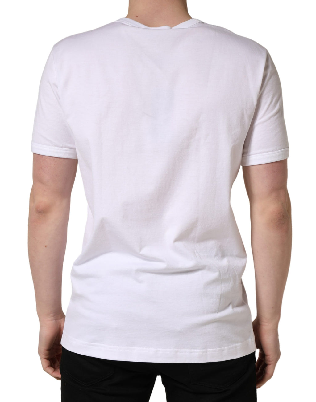 T-shirt blanc Dolce & Gabbana DG Cherries en coton avec col rond, motif cerises, vue de face.