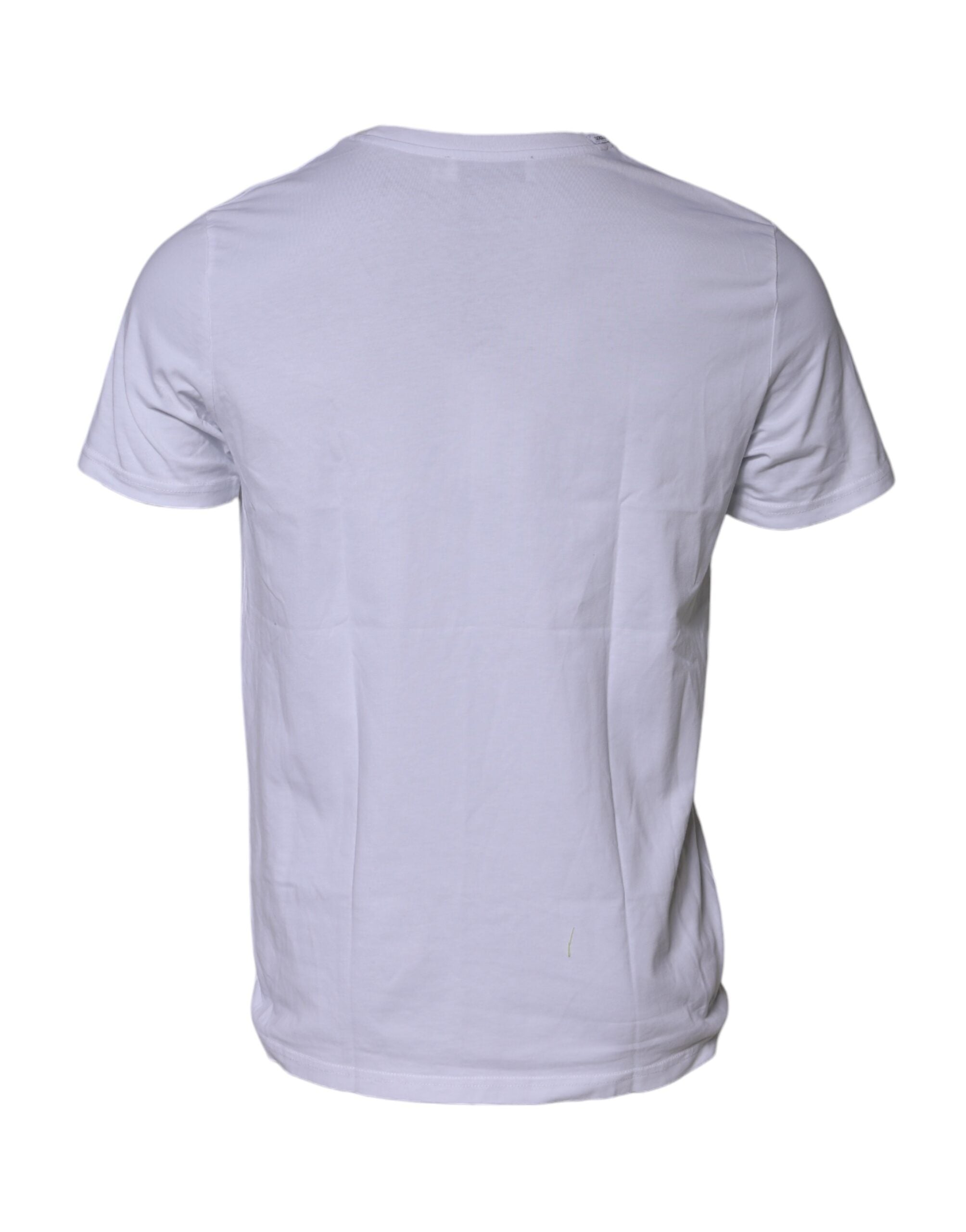 T-shirt blanc Dolce & Gabbana à manches courtes avec logo DG imprimé, style décontracté et élégant.