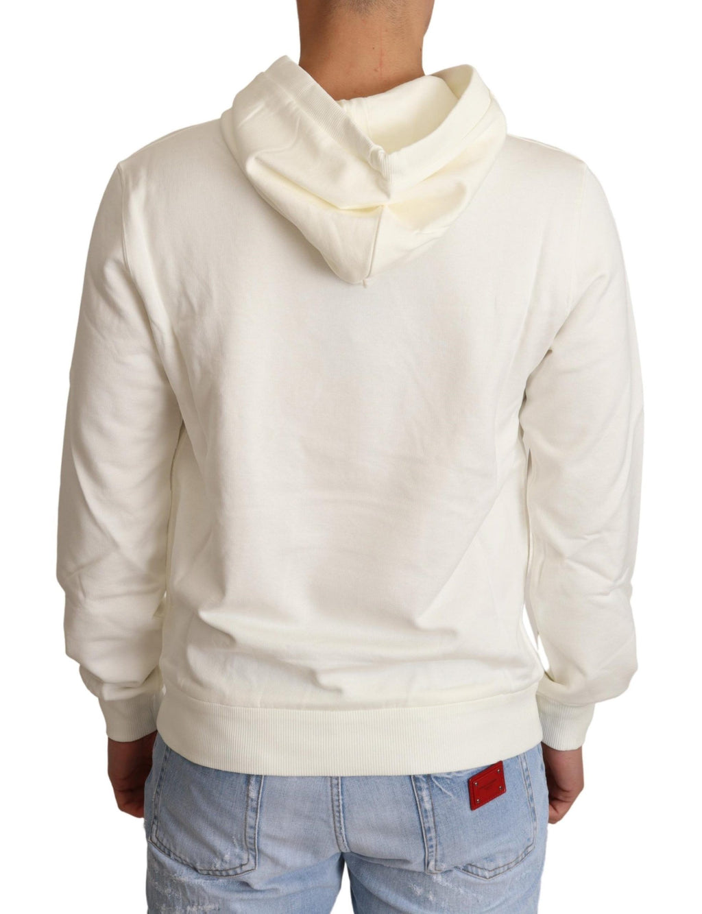 Sweat à capuche blanc Dolce & Gabbana King Ceasar en coton, vue de face avec détails du design et du logo visible.