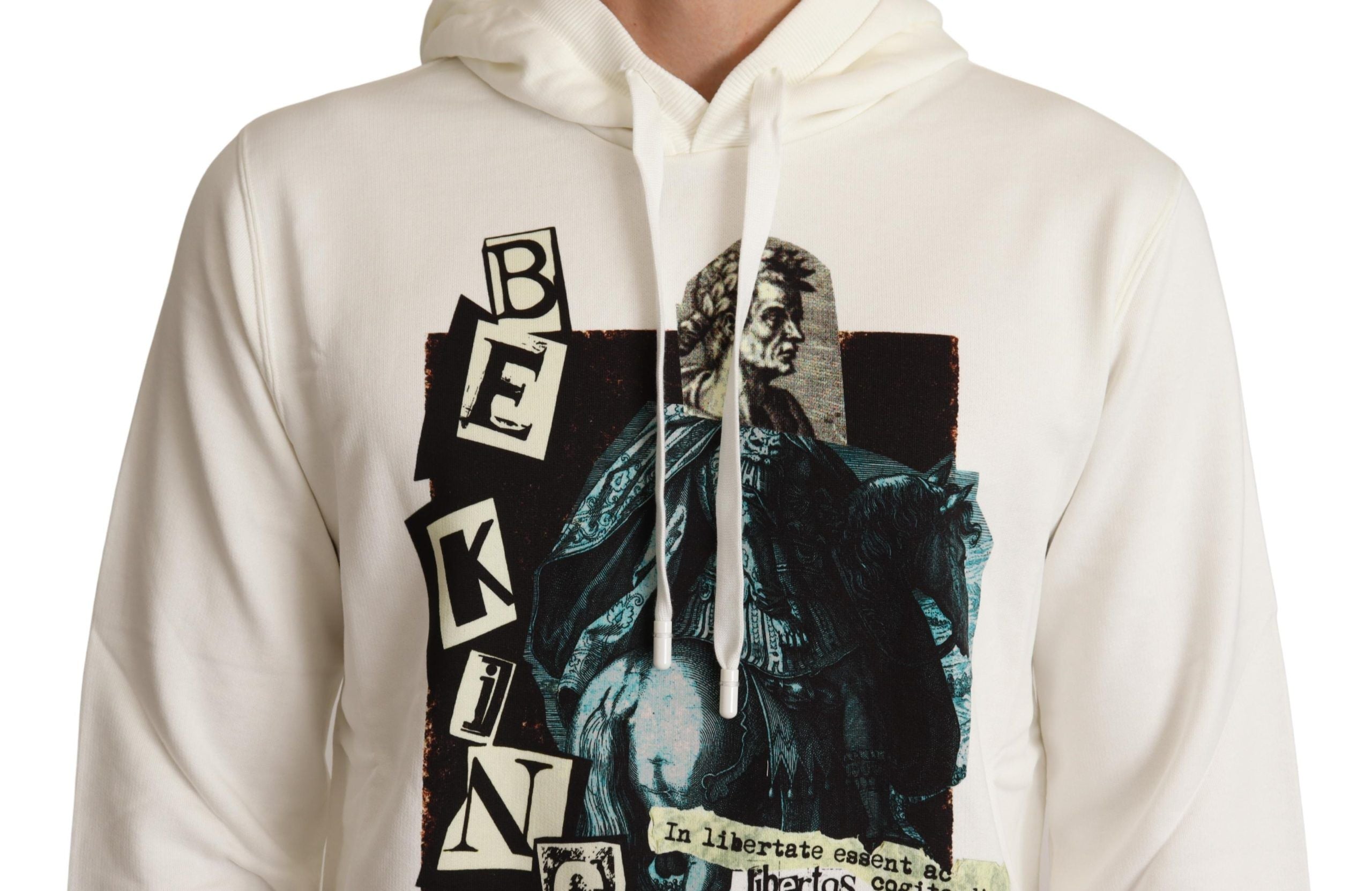 Sweat à capuche blanc Dolce & Gabbana King Ceasar en coton avec logo visible, mode décontractée et élégante.