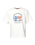 T-shirt blanc Dolce & Gabbana LOVE & PEACE avec imprimé, col rond, en coton, vue de face.