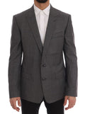 Costume slim en laine grise Dolce & Gabbana MARTINI, blazer élégant avec coupe moderne et détails sophistiqués.