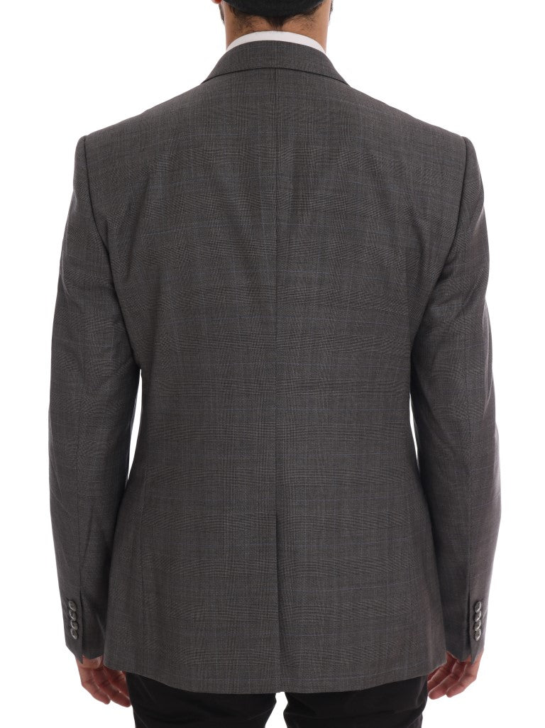 Blazer slim en laine grise Dolce & Gabbana Martini, coupe élégante et tissu durable, porté sur un mannequin.
