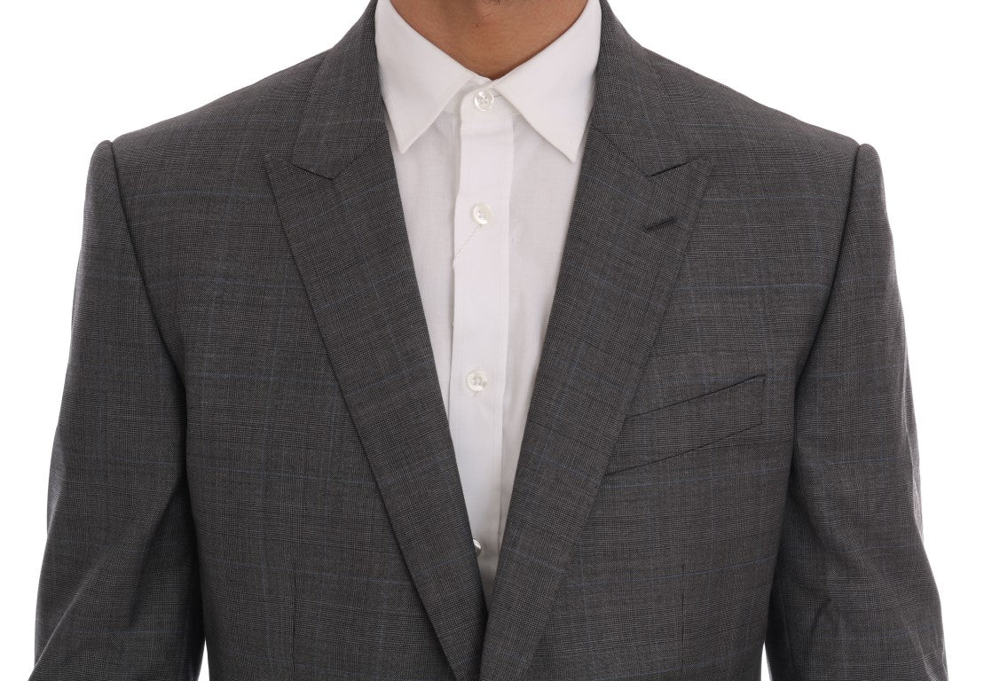 Blazer slim en laine gris Dolce & Gabbana Martini, veste élégante pour homme, détails modernes et coupe ajustée.