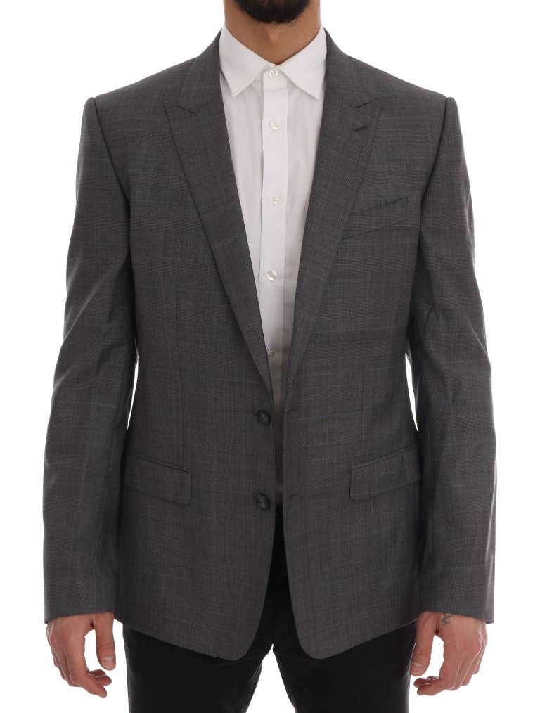 Blazer slim en laine grise Dolce & Gabbana Martini, coupe élégante et moderne, détails raffinés et tissu de haute qualité.