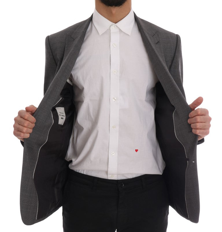 Veste slim en laine gris Dolce & Gabbana Martini, blazer élégant avec coupe ajustée et détails sophistiqués.