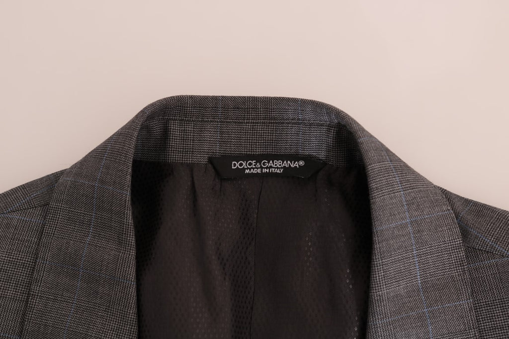 Blazer slim en laine gris Dolce & Gabbana Martini, veste élégante pour homme avec coupe moderne.