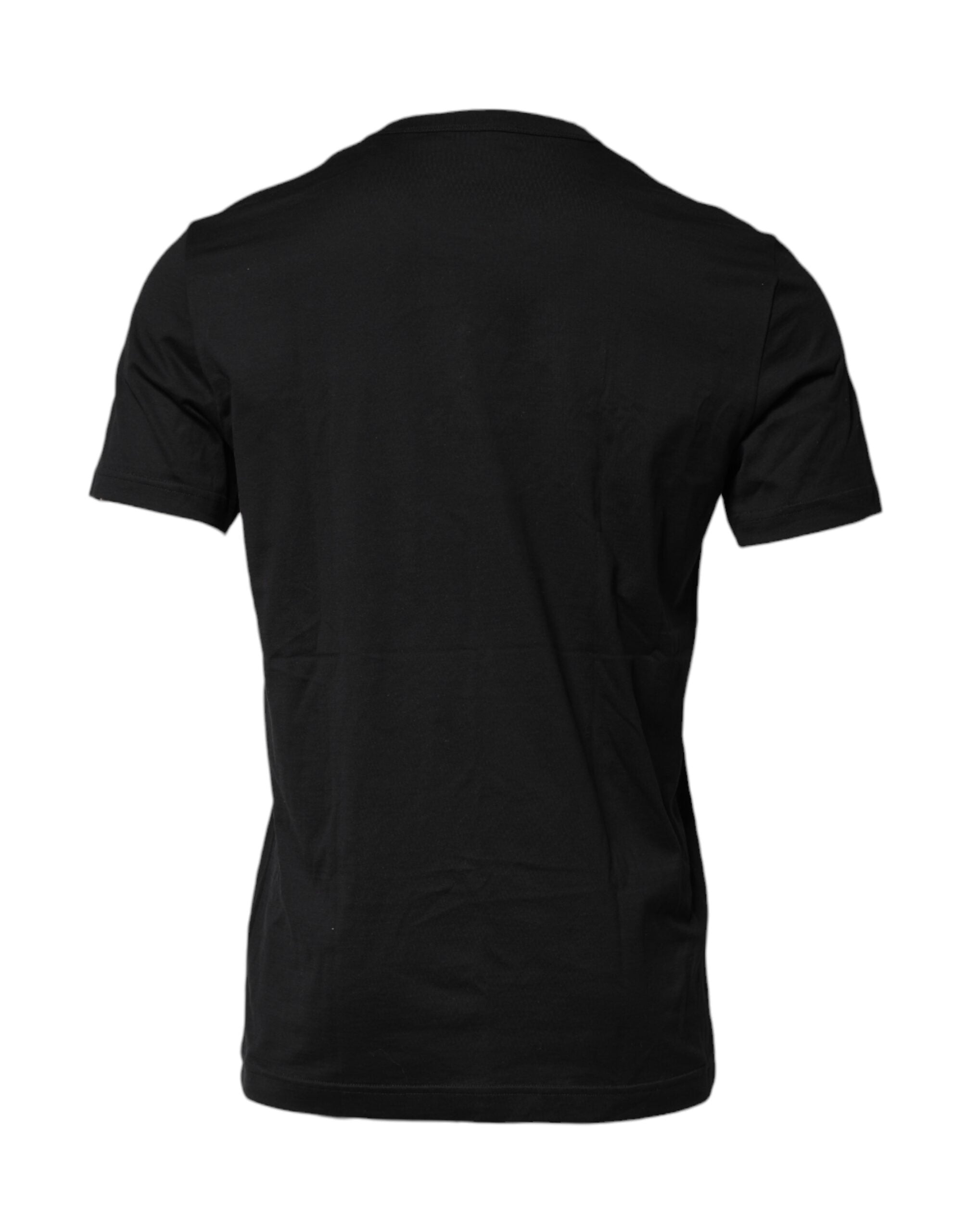 T-shirt à col rond noir en coton avec broderies Dolce & Gabbana, style casual et détails sophistiqués.