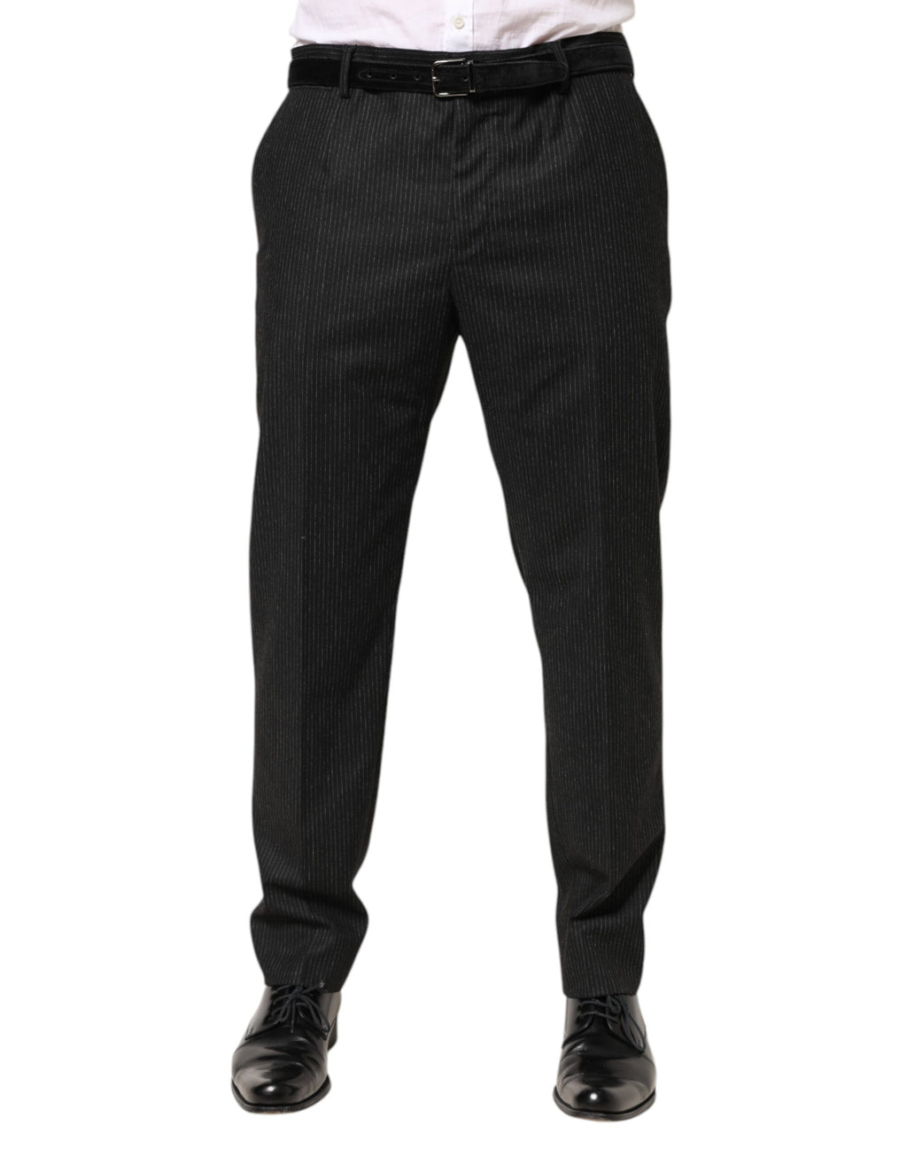 Pantalon Dolce & Gabbana en coton noir, taille mi-hauteur, style pantalon habillé pour femme.