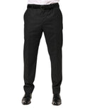 Pantalon Dolce & Gabbana en coton noir, taille mi-hauteur, style pantalon habillé pour femme.