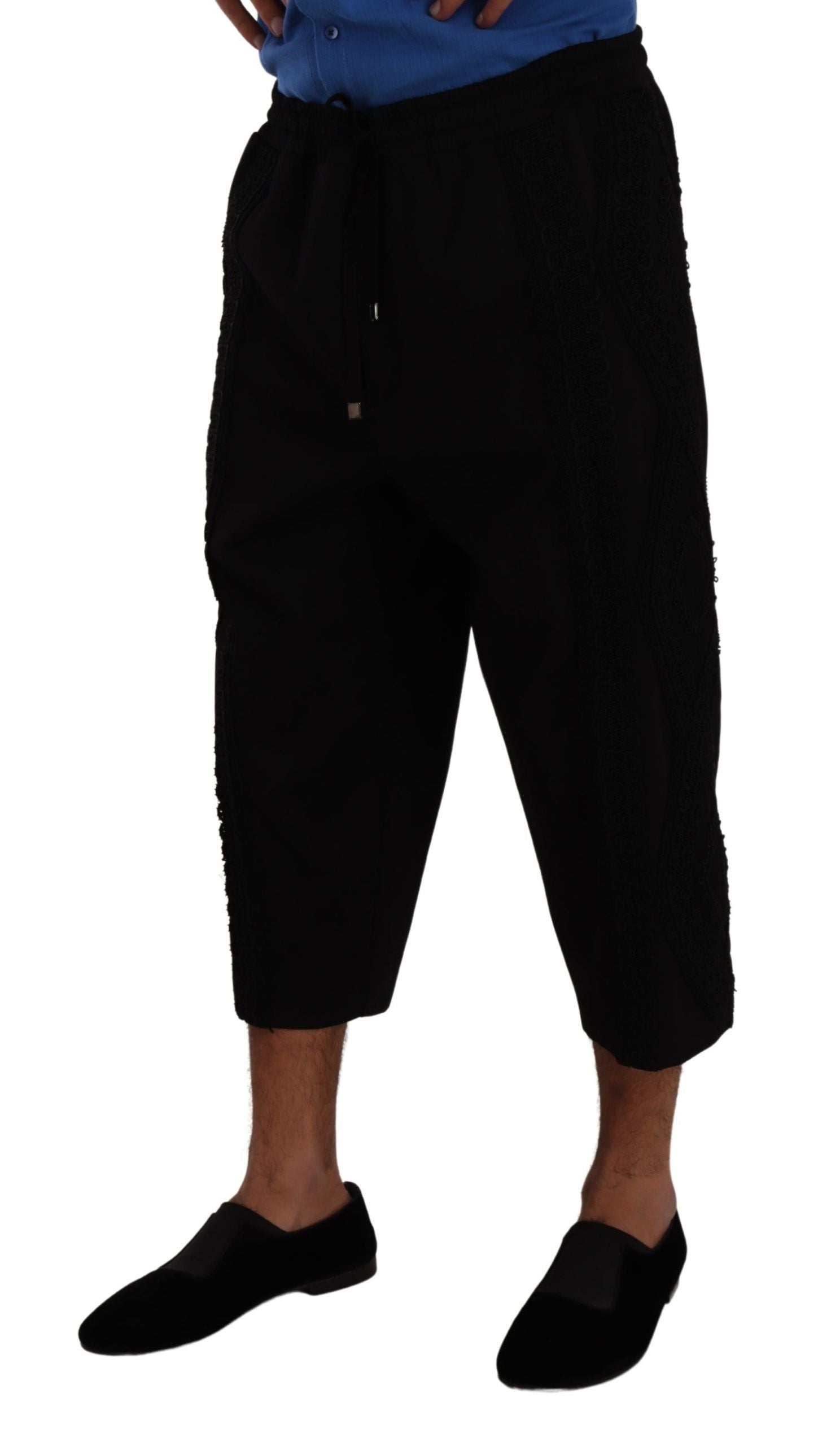Shorts Dolce & Gabbana en coton noir avec motif torero, style décontracté et confortable.