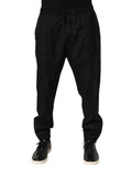 Pantalon de jogger pour homme Dolce & Gabbana noir avec cordon de serrage, style décontracté et confortable.