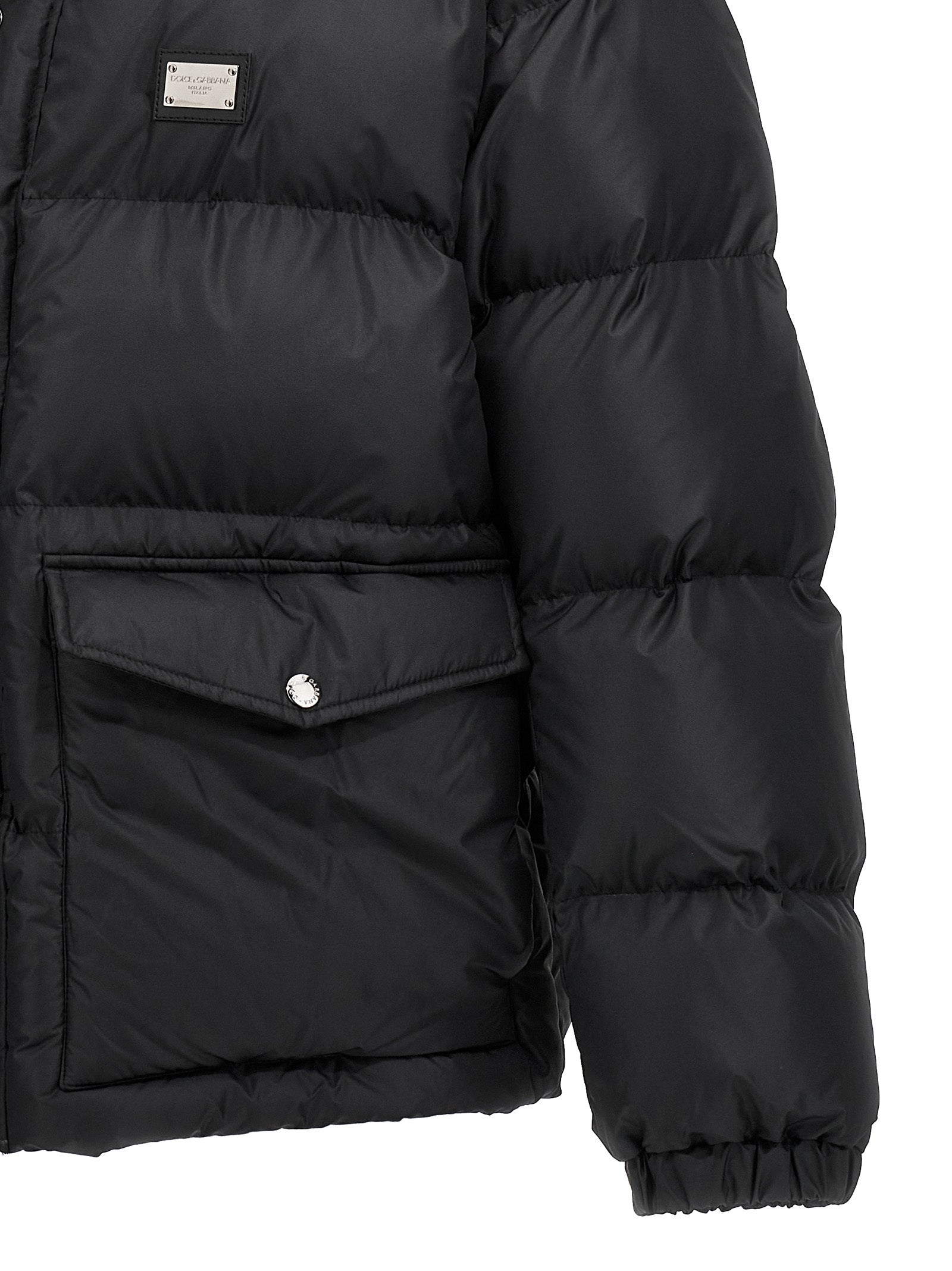 Veste en polyester noire de Dolce & Gabbana, style élégant avec fermeture éclair et design sophistiqué.