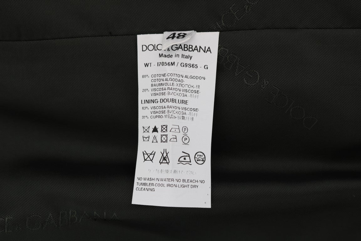 Gilet noir à rayures en coton Dolce & Gabbana STAFF, style décontracté avec col en V et détails élégants.