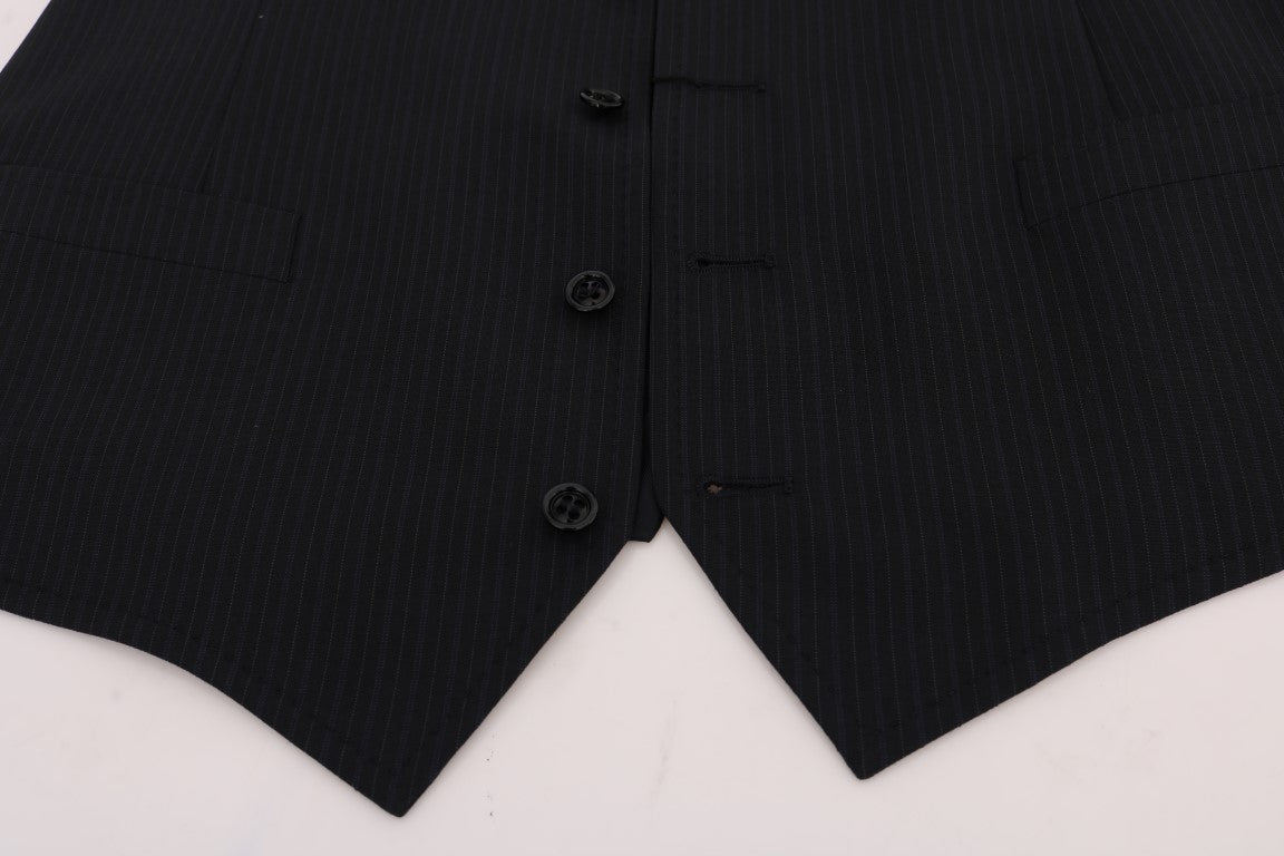 Gilet noir à rayures en laine Dolce & Gabbana STAFF, veste élégante avec détails sophistiqués.