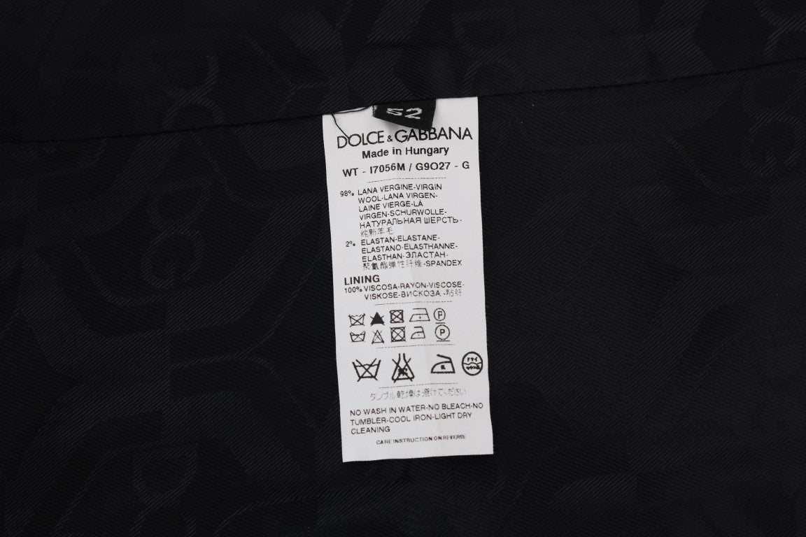 Gilet à rayures en laine noire Dolce & Gabbana STAFF, veste élégante avec détails sophistiqués.