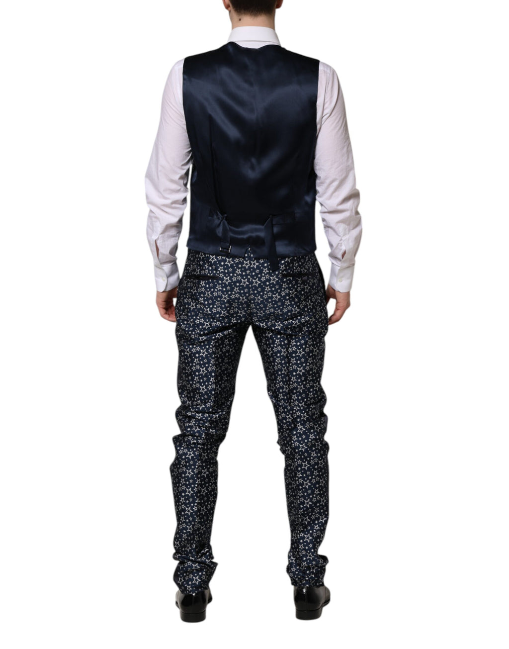 Costume homme Dolce & Gabbana Blue MARTINI Star Jacquard en trois pièces avec motif étoilé, élégant et sophistiqué.