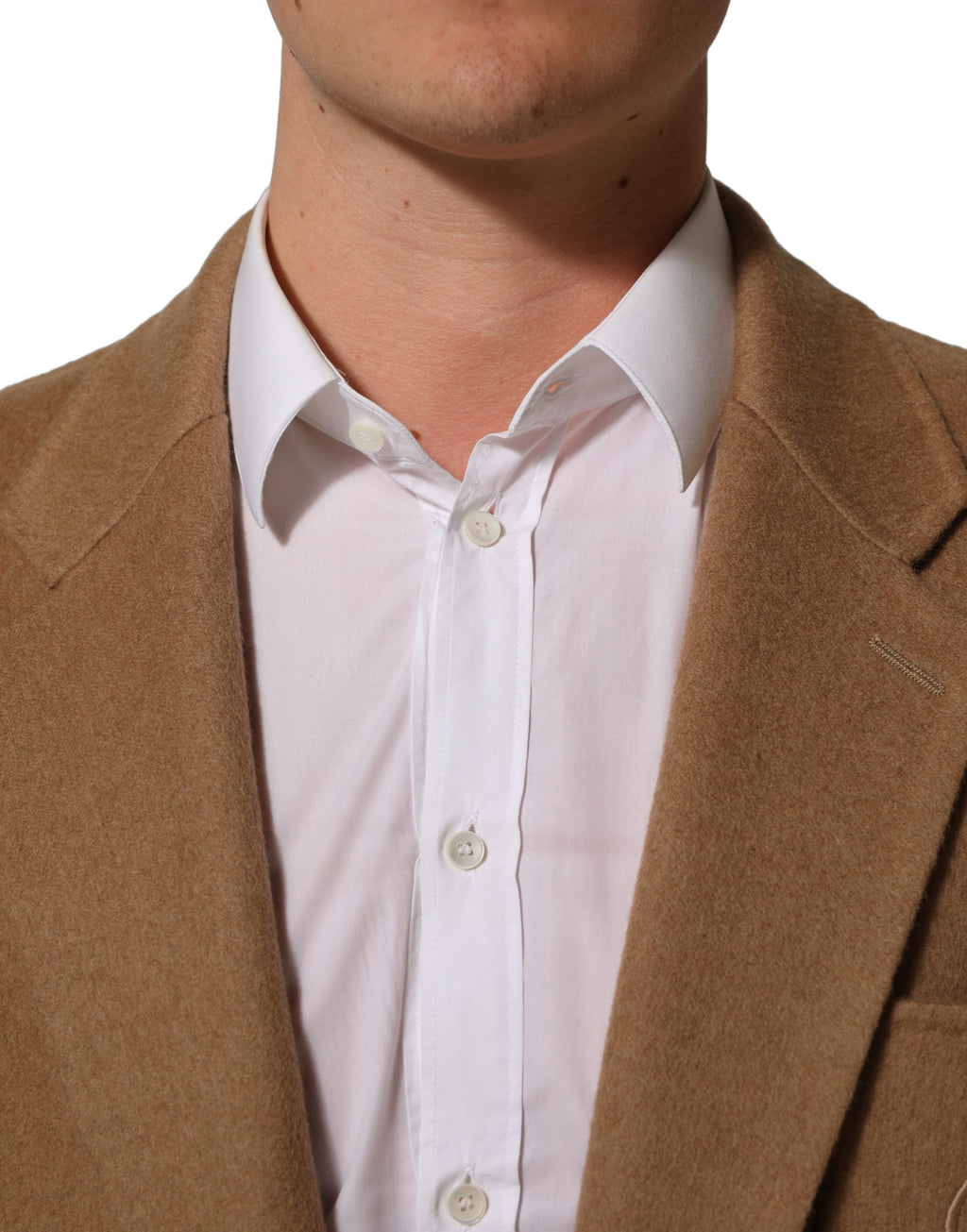 Veste de costume marron Dolce & Gabbana à deux boutons, blazer homme en tissu élégant, coupe classique et sophistiquée.