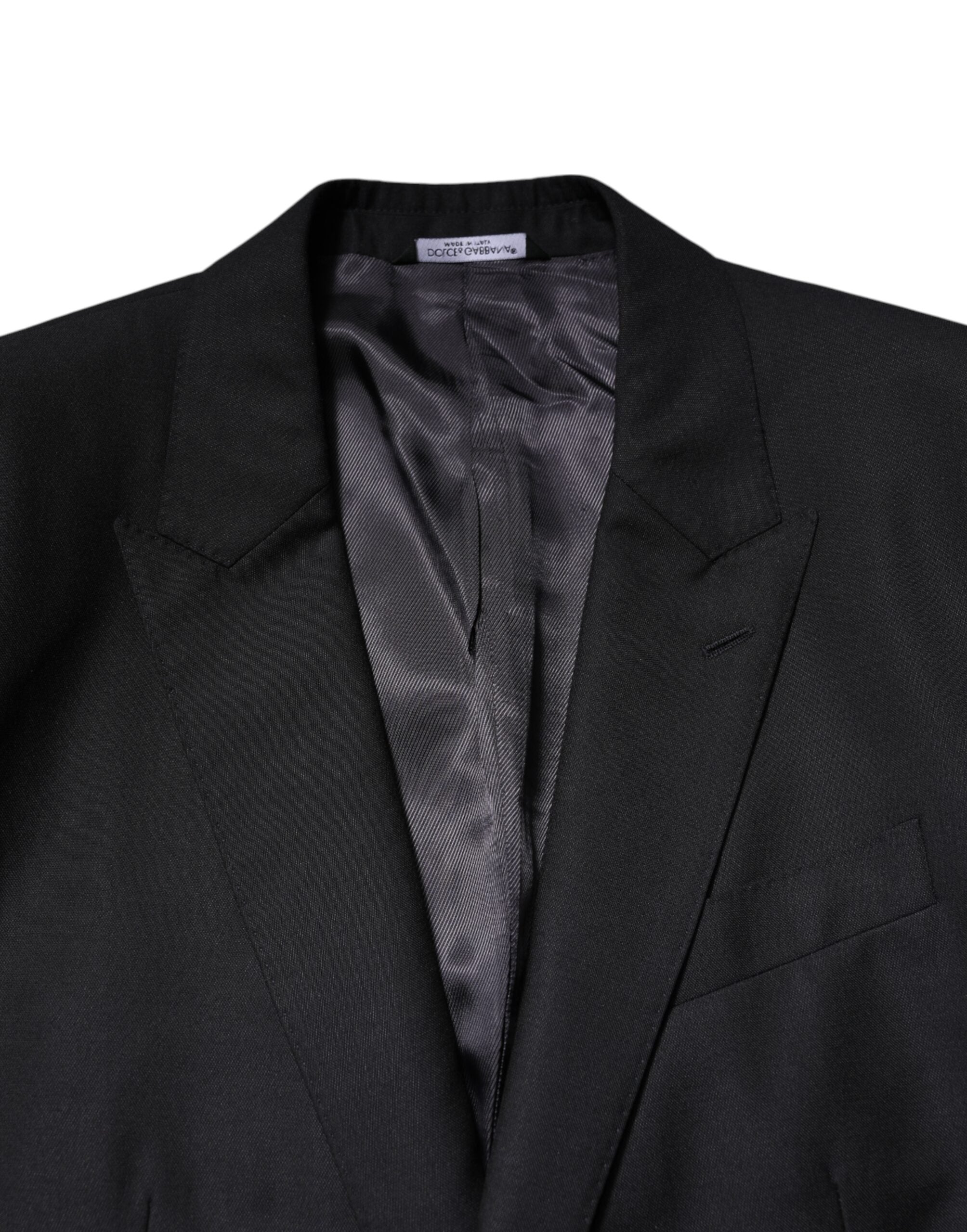 Blazer en laine bleu foncé Dolce & Gabbana Martini, veste élégante pour homme, détails sophistiqués et coupe ajustée.