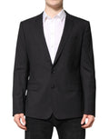 Veste en laine gris foncé Dolce & Gabbana MARTINI à boutonnière simple, style élégant et moderne.